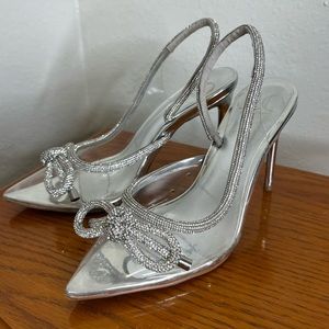 J. Lo Embellished Clear Heels